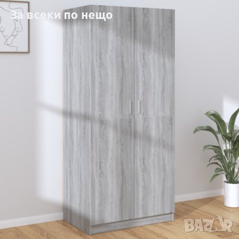 Гардероб, сив сонома, 80x52x180 см, инженерно дърво, снимка 5 - Гардероби - 43483192
