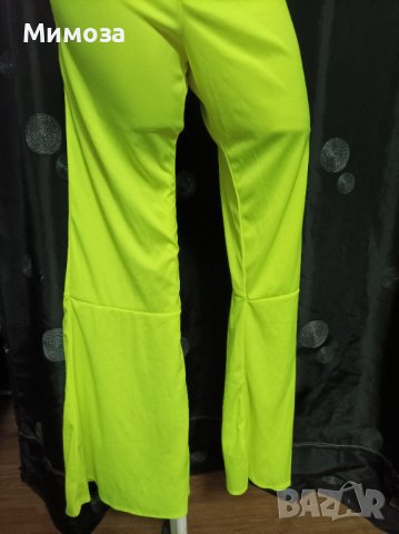 L/XL Неоново жълт панталон с широки крачоли , снимка 6 - Панталони - 37312383