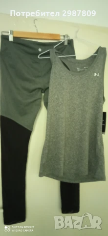 Дамски Спортен комплект 2 части Клин + Потник Сив / Черен размер М, снимка 6 - Спортни екипи - 50799921