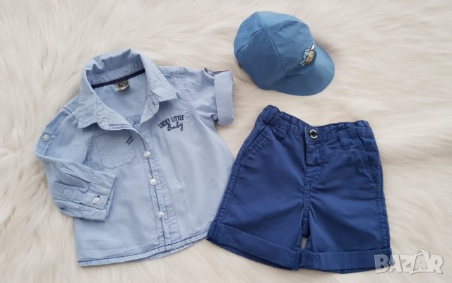 Риза панталон и шапка за момче 3-6 месеца