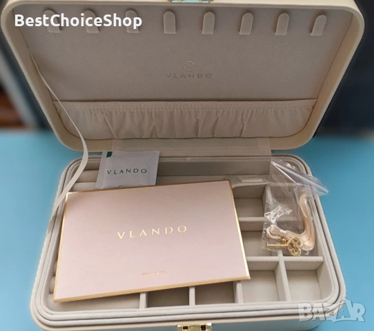 Кутия за бижута Vlando, двуслойна с ключалка, за съхранение на бижута, снимка 4 - Бижутерийни комплекти - 53068026