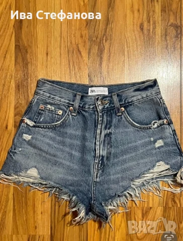 Дънкови дънкени нови къси панталони накъсани zara Zara Зара , снимка 11 - Къси панталони и бермуди - 36128617