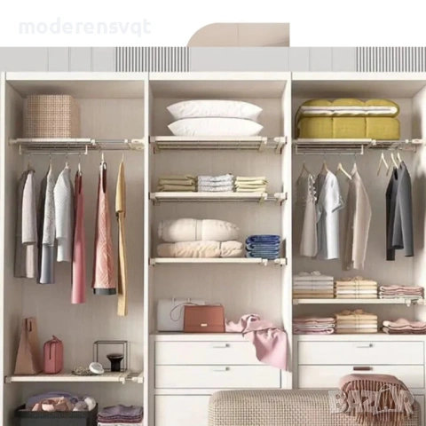 Разтегателен телескопичен разделител за рафтове на гардероб, регулируем 70-120 см, с вендуза, за раз, снимка 5 - Други стоки за дома - 53053466