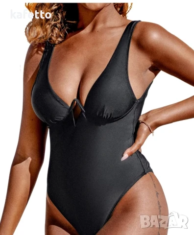 Черен цял бански интересен модел, снимка 5 - Бански костюми - 51151161