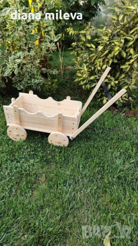 Дървена Каручка за градината!!, снимка 7 - Градински мебели, декорация  - 51132618