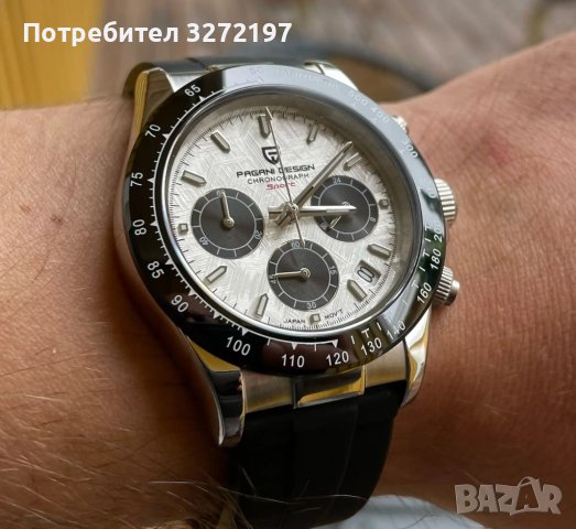 Кварцов часовник PAGANI DESIGN, сапфир,Seiko VK63 механизъм, авт. дата,хронограф,водоустойчив 100 м., снимка 3 - Мъжки - 43943621