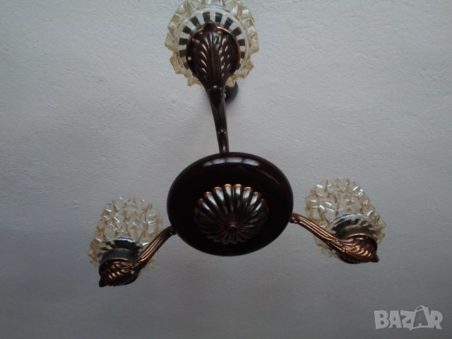 Продавам полилей тройка с медни орнаменти, снимка 2 - Декорация за дома - 53517926