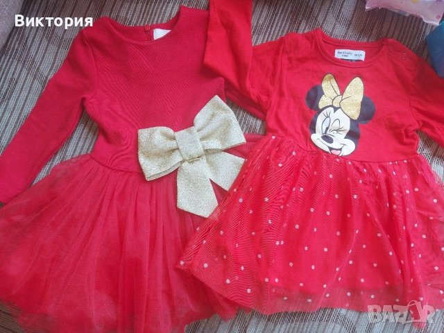 Две страхотни роклички с мини маус и рокля контраст, снимка 2 - Бебешки рокли - 40094613