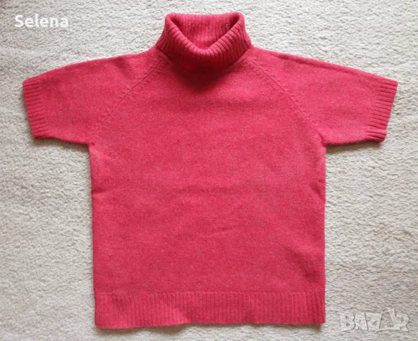 Пуловер в малинов цвят с къс ръкав    