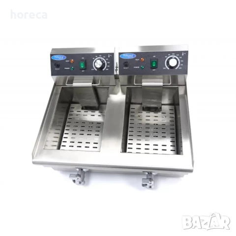 Фритюрник 2 x 10л - с кран 50°C до 200°C, снимка 6 - Обзавеждане на кухня - 50963146
