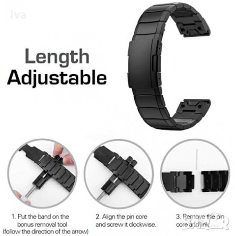 TiMOVO комплект метална каишка за Garmin, сребриста, нова, снимка 4 - Смарт гривни - 33140109