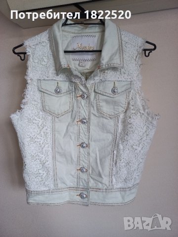 Дънков елек с дантела, снимка 1