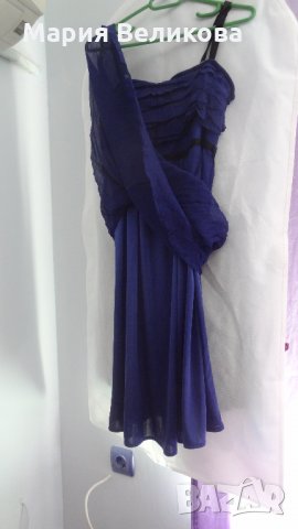Елегантна синя рокля с подплата, снимка 3 - Рокли - 28661676