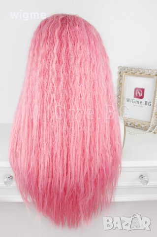 Дълга къдрава розова лейс фронт перука Уенди, снимка 3 - Аксесоари за коса - 38293643