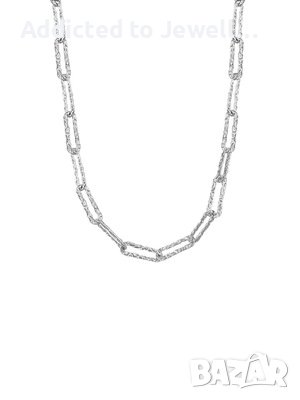 Тотална разпродажба - 50% Сребърно геометрично колие, снимка 2 - Колиета, медальони, синджири - 39684674