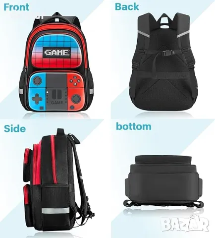 Детска раница Beaulyn за момчета, 17″ геймърска раница за деца, ученическа чанта, снимка 5 - Раници - 50302267