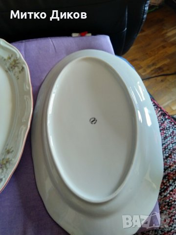 Плато овално порцеланово от соца флорален мотив на Изида 352х224мм -броя 2, снимка 4 - Аксесоари за кухня - 44012974