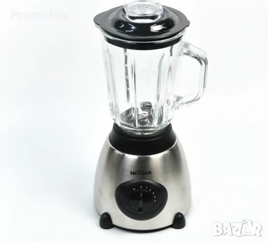 Блендер 2в1 Nexser NS1841S 1.5л 600W Мелничка Чопър Стъклена кана Лед Смути Шейк, снимка 3 - Блендери - 53042117