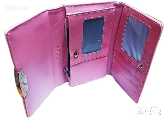 Портмоне с бродерия цвят праскова, снимка 2 - Портфейли, портмонета - 47393580