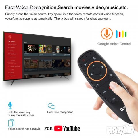 G10 Безжична мишка Air Mouse  за смарт телевизор TV Box, снимка 3 - Дистанционни - 28479784