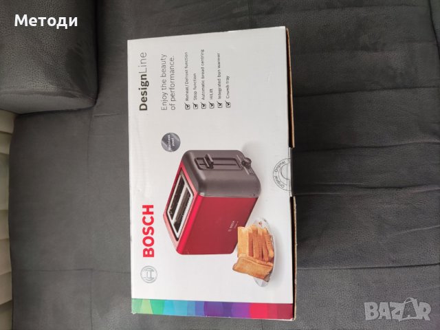 Чисто нов Немски Bosch DesignLine TAT3P424DE тостер, червен, снимка 2 - Тостери - 43762953