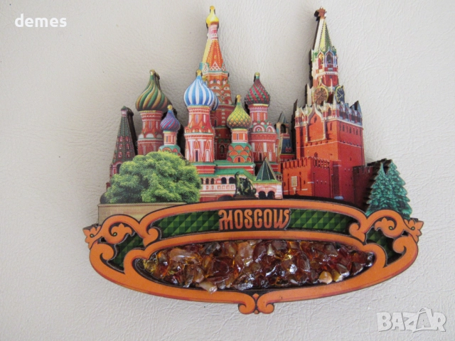 Автентичен дървен 3D магнит от Москва, Русия-серия