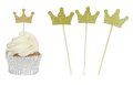10 бр заоблена корона коронки циклама злато картон топери клечки декор украса за мъфини кексчета, снимка 3