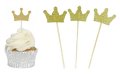 10 бр заоблена корона коронки циклама злато картон топери клечки декор украса за мъфини кексчета, снимка 3