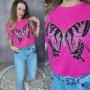 Памучна Тениска Butterfly с камъни, снимка 1 - Тениски - 44019807