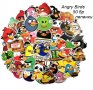50 бр Angry Birds енгри бърдс самозалепващи лепенки стикери за украса декор картонена торта и др 