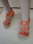 Оранжеви кожени дамски сандали със "златни" елементи, летни обувки, чехли, естествена кожа, снимка 4