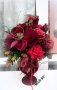 Композиция  червени рози и магнолия от кадифе, снимка 4