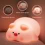 Мека гумена нощна лампа прасенце Pig LED Night Light – нежна светлина, която стопля сърцето, снимка 2