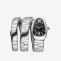 BVLGARI Serpenti Tubogas Snake Silver Black Diamonds Дамски Часовник, снимка 13