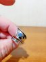 Старинен мъжки сребърен пръстен  -  Уникалнен дизайнерски  пръстен със синьо котешко око  - за силна, снимка 4