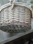 Плетена кошница с дръжка, панер за пазаруване, декорация, нова. Бял цвят. Дължина 40 см, снимка 4