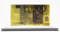Златна банкнота 200 Евро, цветна в прозрачна стойка - Реплика