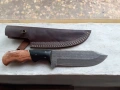 Страхотен ловен нож дамаска стомана нов с кожена кания, снимка 2