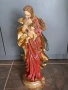 Стара статуя дърворезба Мадоната с Младенеца , снимка 3
