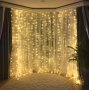 ЛЕд Завеса Топло Бяла Постоянно светеща за  Украса/ Декорация/ Коледа/Сватбено тържество Голям модел, снимка 3
