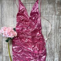 Wow нова клубна парти коктейлна официална рокля с етикета House металически лилаво розов отблясък , снимка 7 - Рокли - 38655326