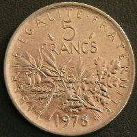 5 франка 1978, Франция, снимка 1 - Нумизматика и бонистика - 28435772