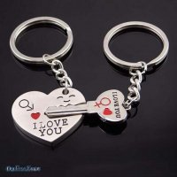 Двойка ключодържатели за влюбени във форма на Сърце, снимка 1 - Романтични подаръци - 28329402