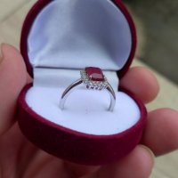 Сребърен пръстен с Натурален Рубин, снимка 2 - Пръстени - 43894374