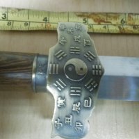 Китайски кортик кама с дървена кания и инкрустирана дръжка, снимка 8 - Ножове - 37081353