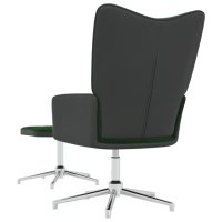 Релаксиращ стол с табуретка, тъмнозелен, кадифе и PVC, снимка 6 - Столове - 40308630
