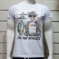 Нова мъжка забавна тениска с трансферен печат I'M AN ATHLETE, рибар, снимка 5 - Тениски - 29038916