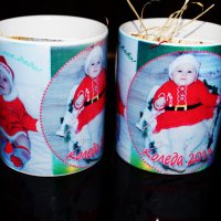 Фото чаша със снимка и текст+подарък ръчно изработена картичка, снимка 2 - Коледни подаръци - 27283360
