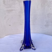 Стъклена ваза от кобалтово стъкло №1372, снимка 1 - Антикварни и старинни предмети - 35013604