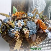 Ратанова кошница с  цветя, снимка 2 - Подаръци за юбилей - 32782897